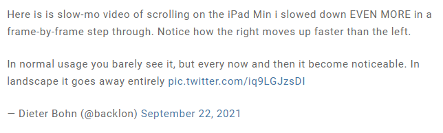 iPad mini 6 上下滑动时，传出屏幕画面有（果冻状）抖动问题
