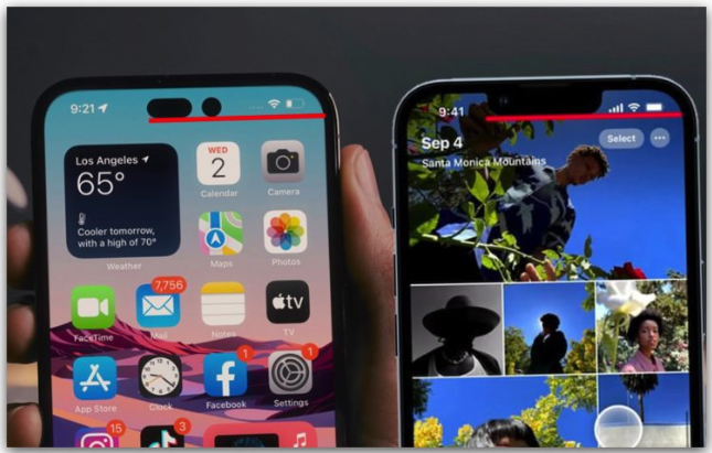 没了浏海的iPhone 14 用起来是这种感觉，这2 张实拍照你看的习惯吗？