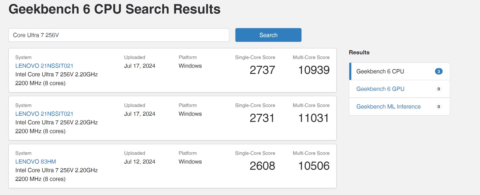 Intel Core Ultra 5 236V、Core Ultra 7 256V在Geekbench上现身，前者停滞、后者成长