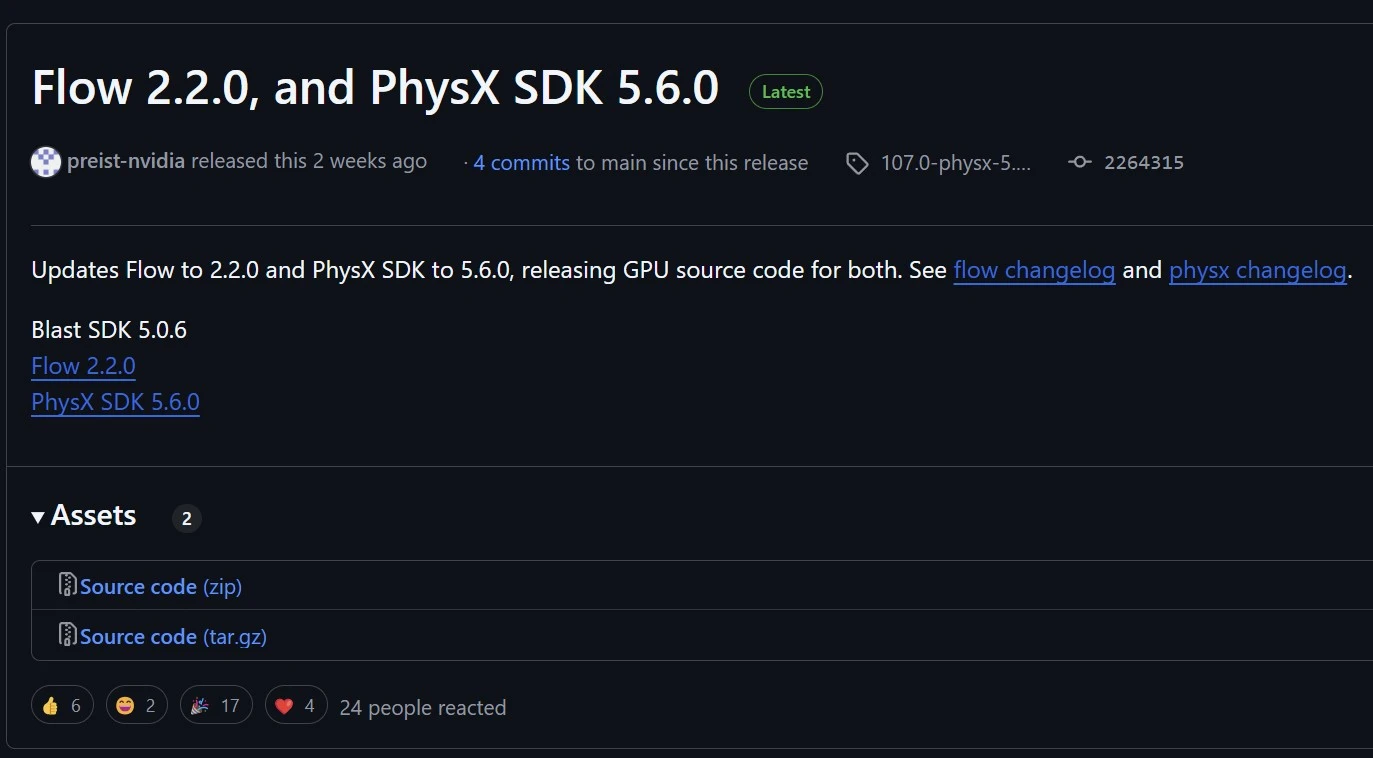 NVIDIA PhysX 与 Flow 转向开放源代码！ 完整GPU加速源代码正式释出